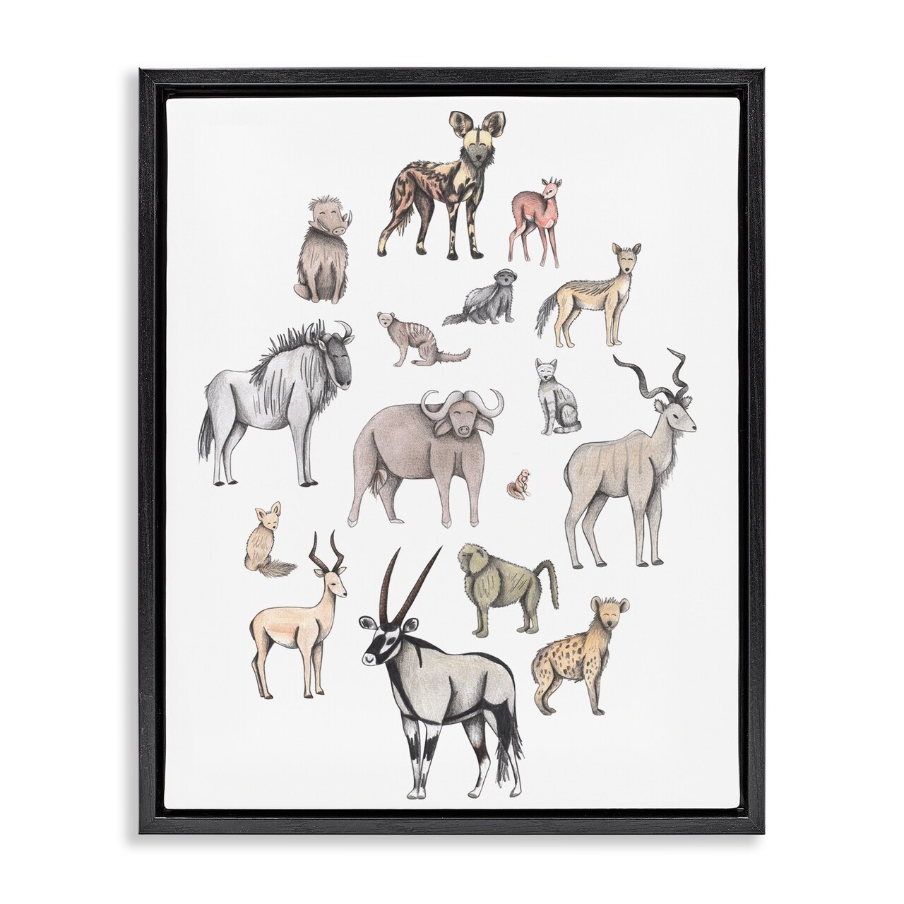 Stupell Industries Simple Africa Animals Floating Frame, design by Cecilia Battaini